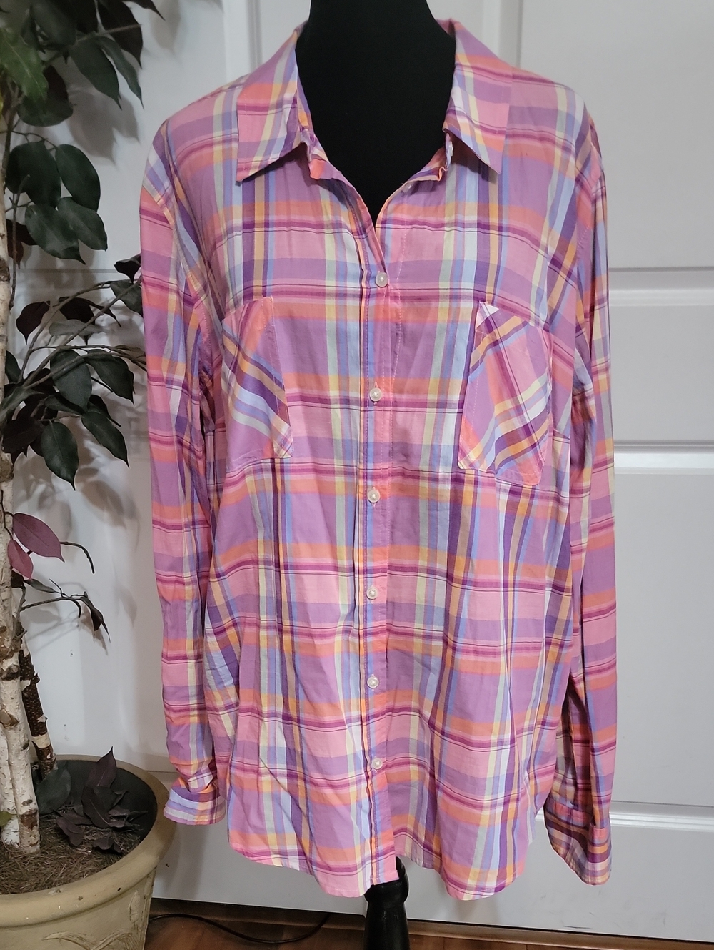 (#14) Merona Pink Plaid Button-Down Shirt